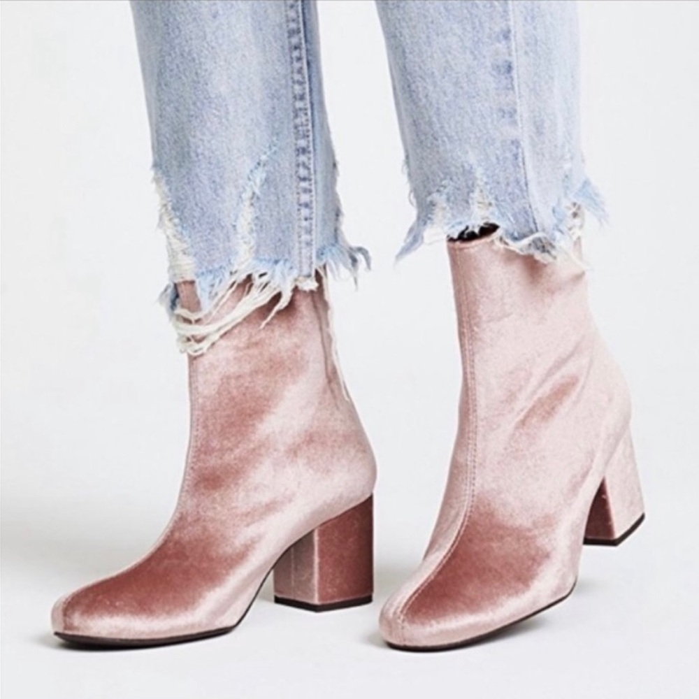 Free People Shoes | Free People blush velvet booties